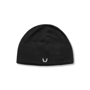 0936. Merino Wool Skull Cap - Black "Wings"
