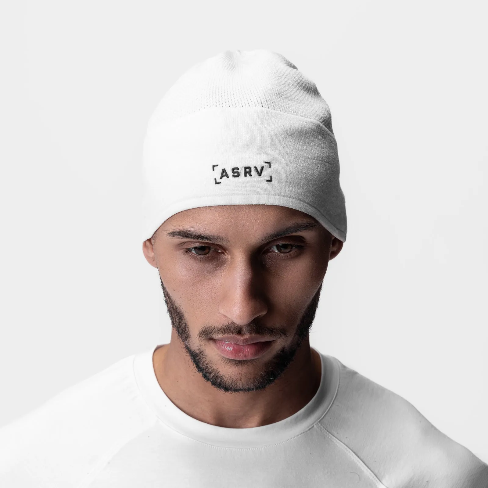 0936. Merino Wool Skull Cap - White "Bracket"