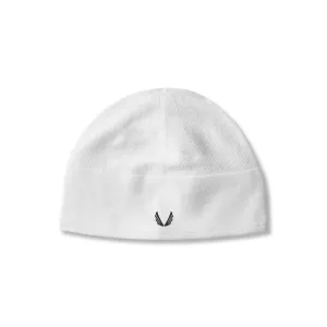 0936. Merino Wool Skull Cap - White "Wings"