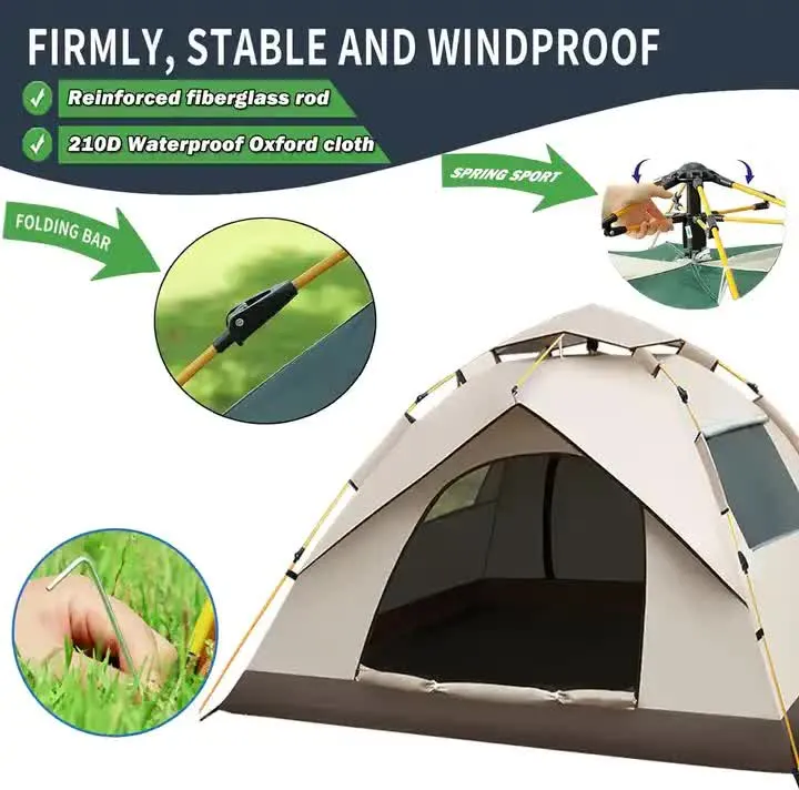 210x200x135cm Outdoor Family Instant Ultralight Portable Folding Popup Waterproof Oxford Fiberglass Tent | Camping | Events