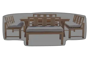 5 pc Newport Teak Back Bench Dining Set with Expansion Table WeatherMAX Outdoor Weather Cover