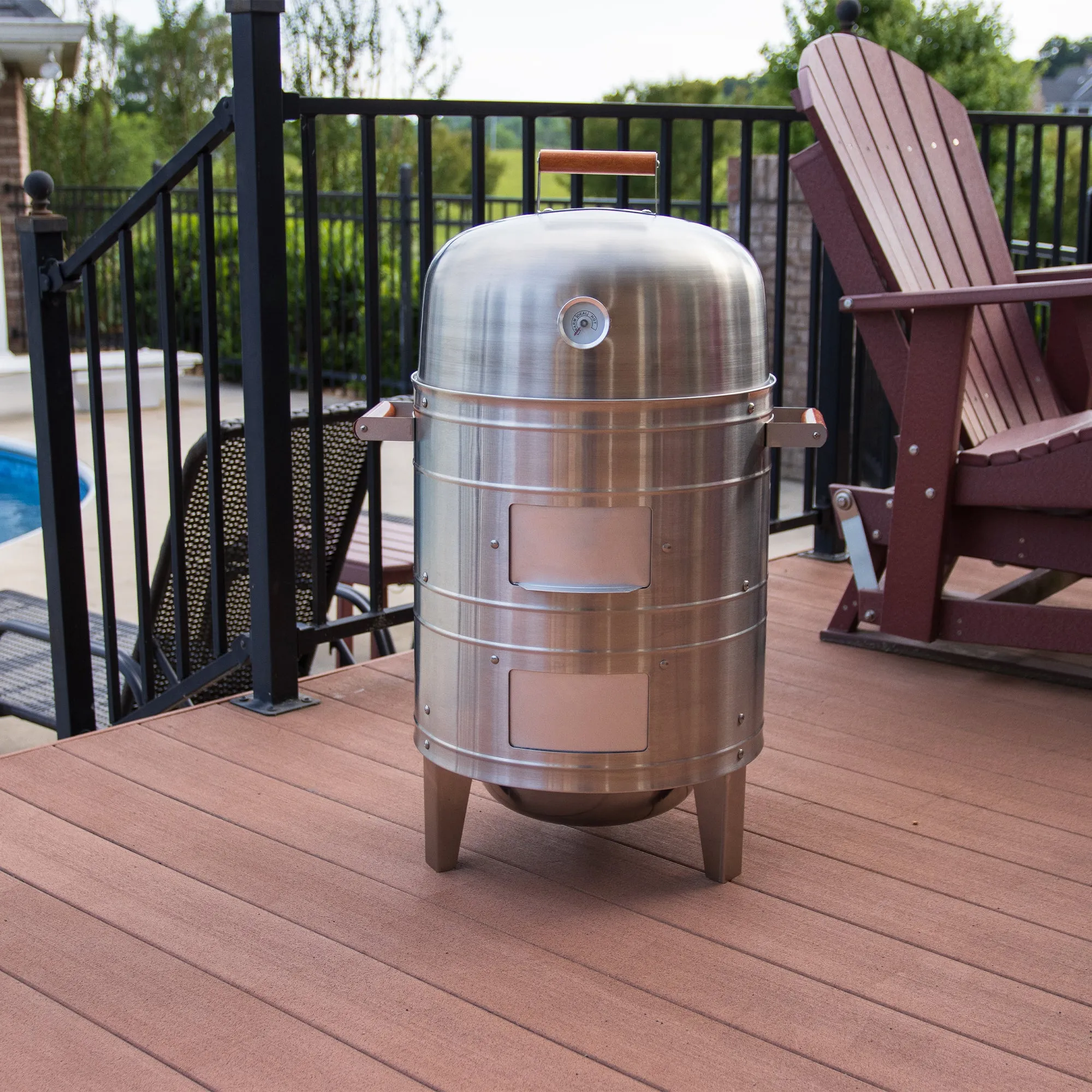Americana Grills 351 Square Inch Stainless Steel Charcoal BBQ Meat Smoker (Used)