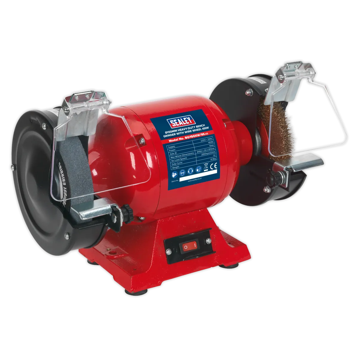 Bench Grinder ¯150mm with Wire Wheel 450W/230V Heavy-Duty