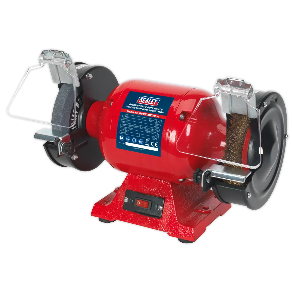 Bench Grinder ¯150mm with Wire Wheel 450W/230V Heavy-Duty