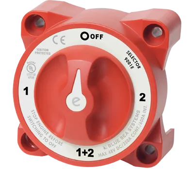 Blue Sea E-Series 9001E Battery Switch - 1-2-BOTH-OFF - Red