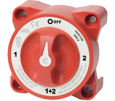 Blue Sea E-Series 9001E Battery Switch - 1-2-BOTH-OFF - Red