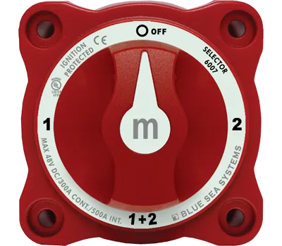 Blue Sea M-6007 Mini Battery Switch - 1-2-BOTH-OFF - Red