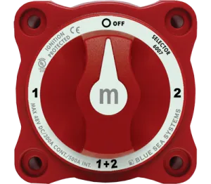 Blue Sea M-6007 Mini Battery Switch - 1-2-BOTH-OFF - Red