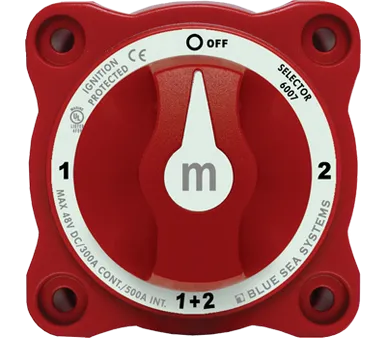 Blue Sea M-6007 Mini Battery Switch - 1-2-BOTH-OFF - Red