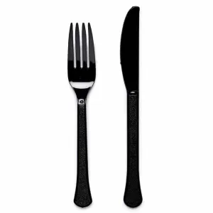 Charcoal Black Party Cutlery (Pack of 24)
