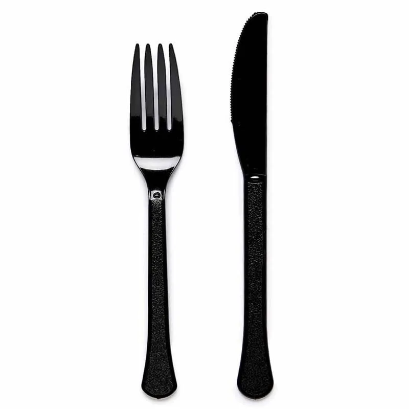 Charcoal Black Party Cutlery (Pack of 24)