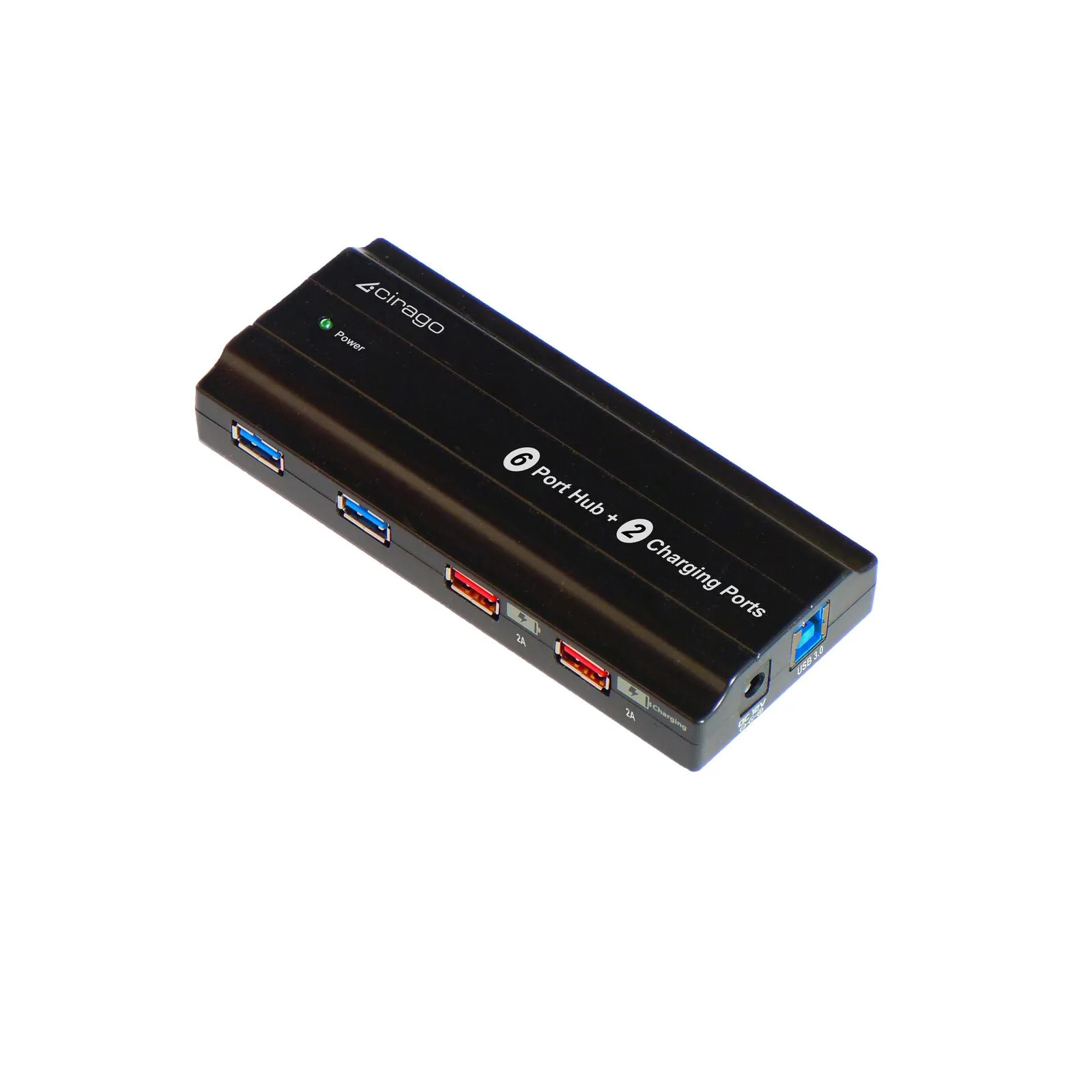 Cirago USB 3.0 SuperSpeed 6 Port Hub & Additional 2 Charging Ports Power Adapter