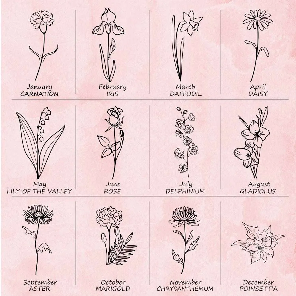 Custom Name Birth Flower Zippered Jewelry Travel Case
