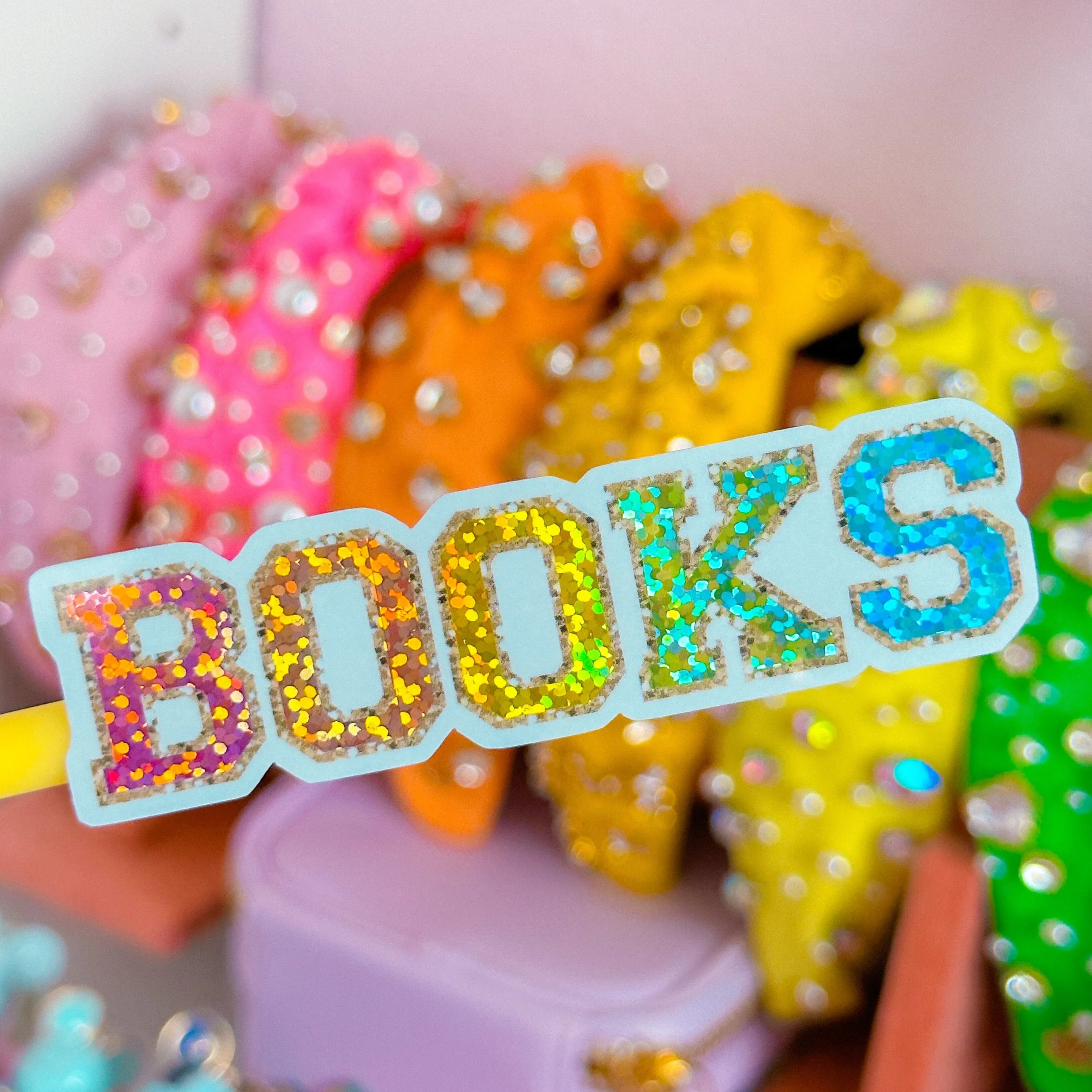 Glitter Waterproof Sticker - BOOKS