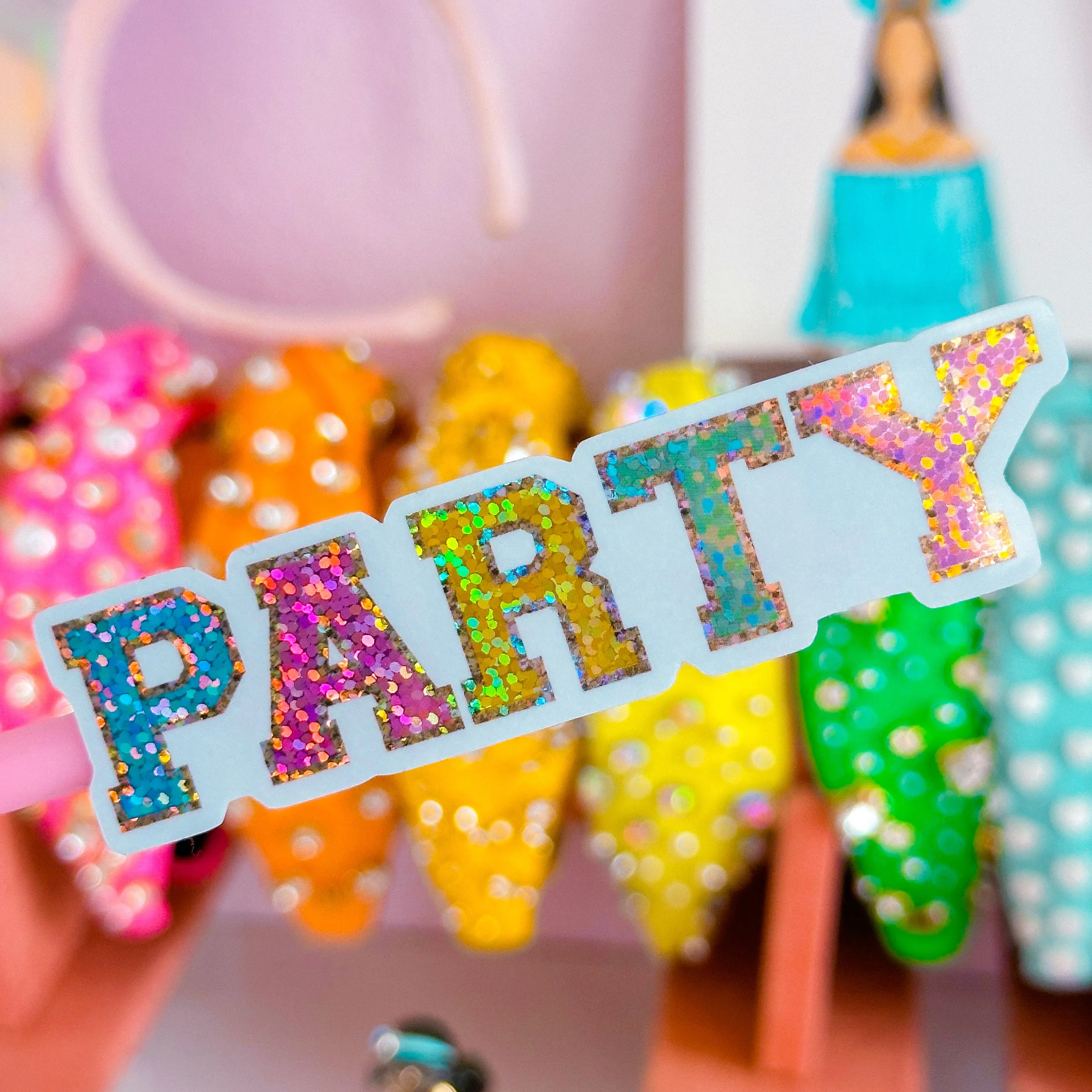 Glitter Waterproof Sticker - (Varisty Letter) Party