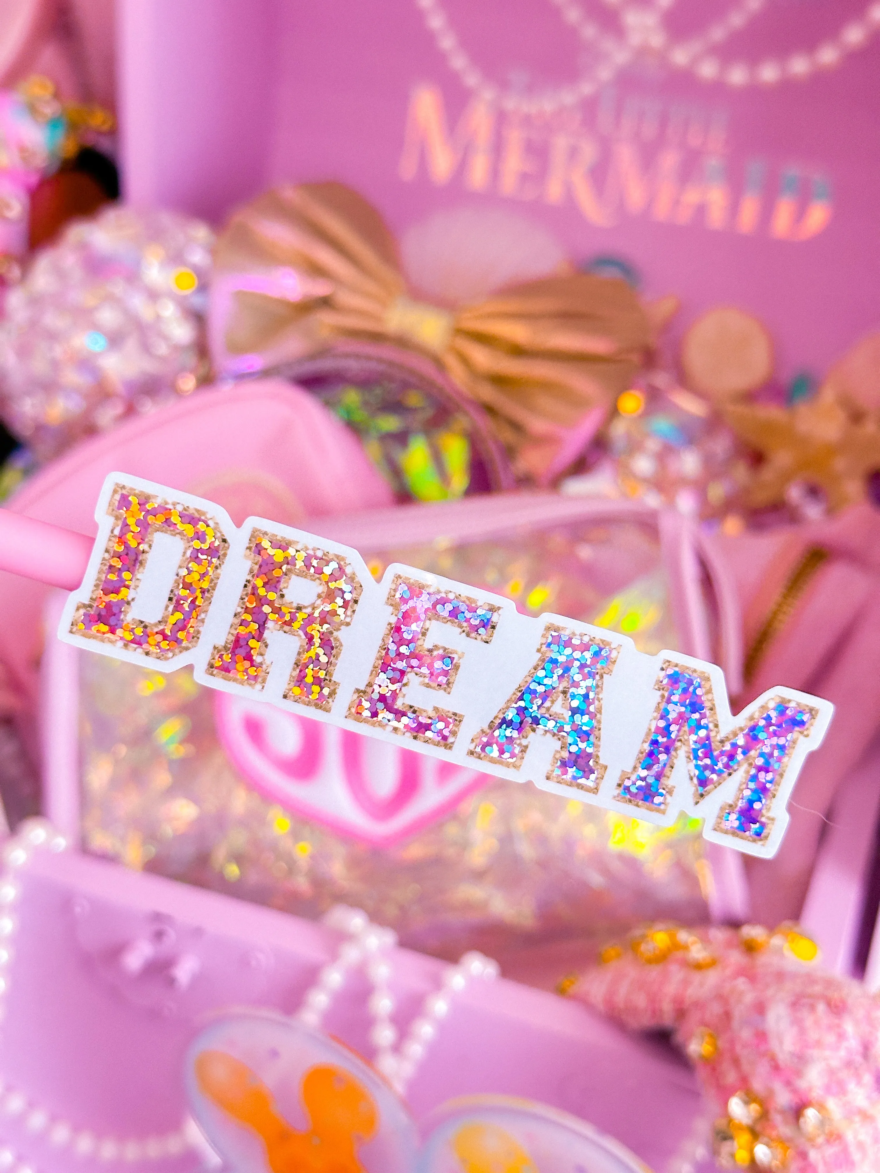 Glitter Waterproof Sticker - (Varsity Letter) Dream