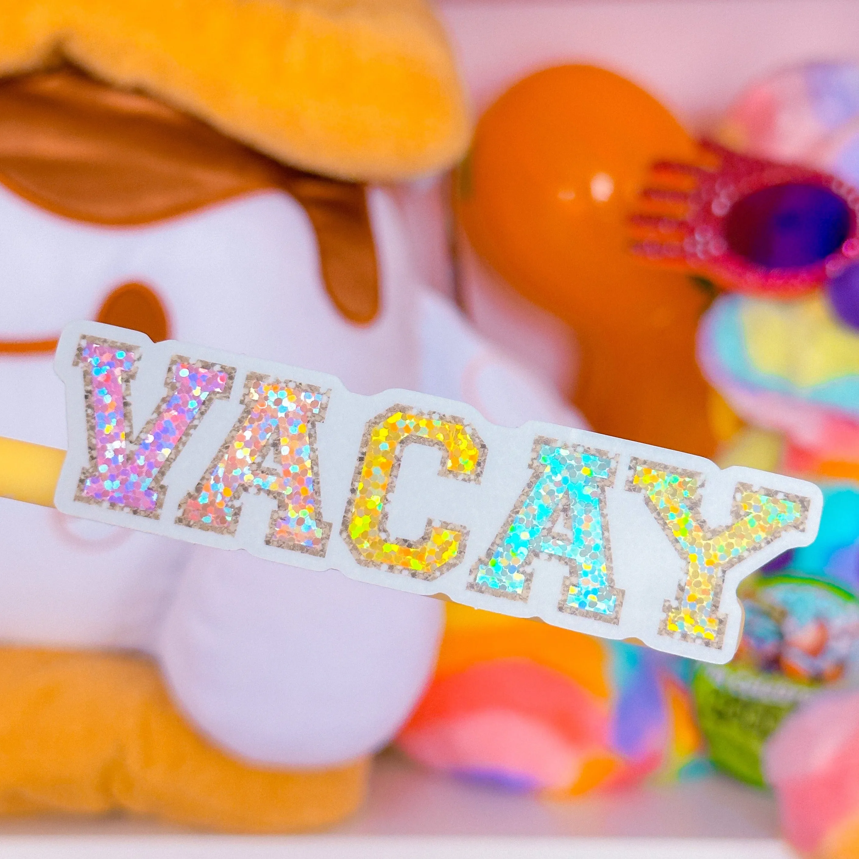 Glitter Waterproof Sticker - (Varsity Letter) VACAY