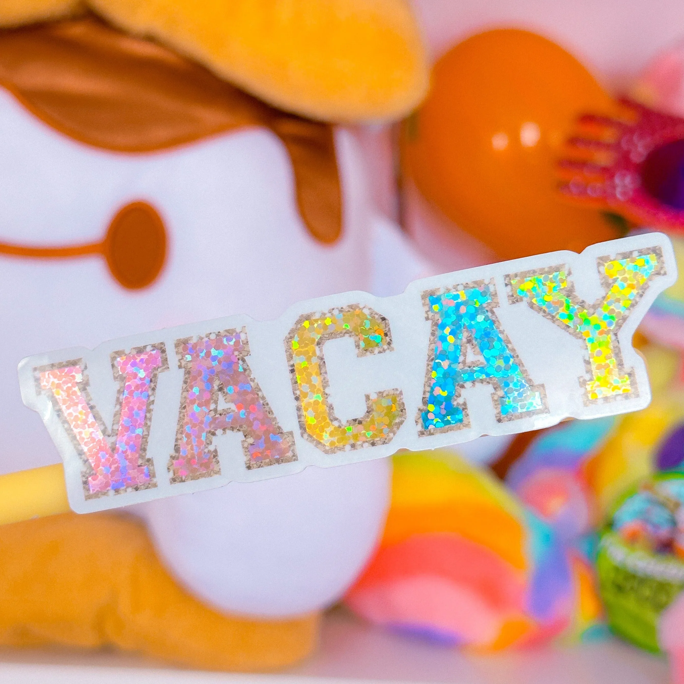 Glitter Waterproof Sticker - (Varsity Letter) VACAY