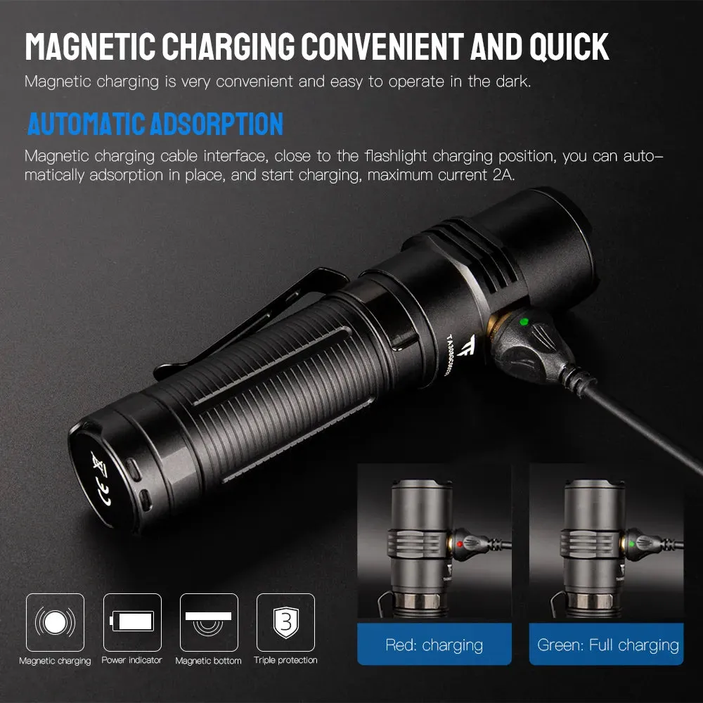 High Power Led Flashlights Trustfire MC5 3300 Lumens Rechargeable Edc Magnetic Charging Use 21700 Battery Power Indicator Torchs