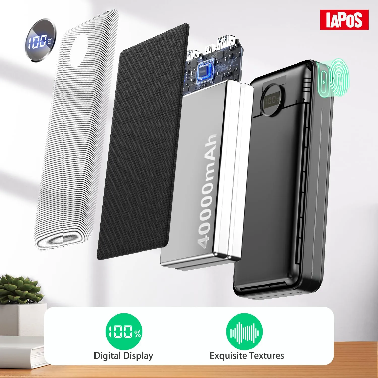 IAPOS Portable Charger 40000mah Power Bank, USB-C (22.5W) Fast Charging Battery Pack Portable Phone Charger for iPhone 15/14/13 Series, Android Samsung Galaxy, for Travel Camping - Black