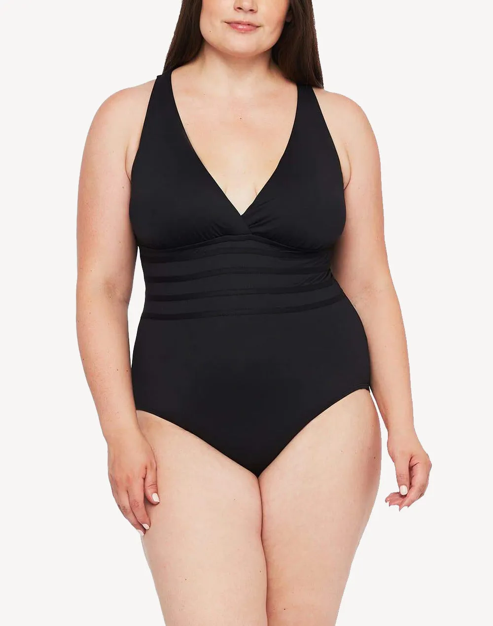 Island Goddess Plus Size Crossback One Piece Swimsuit