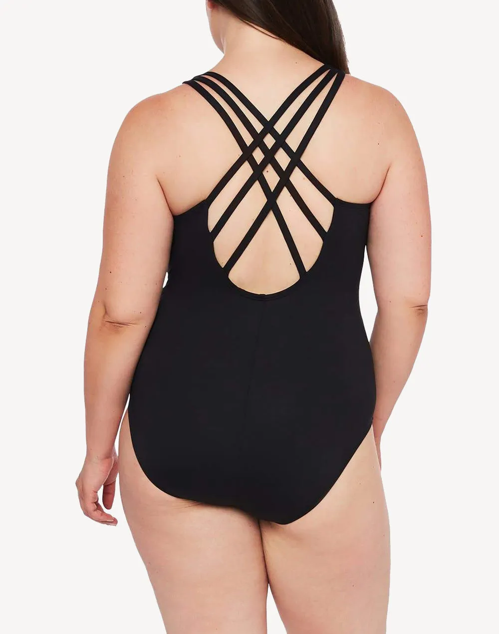 Island Goddess Plus Size Crossback One Piece Swimsuit