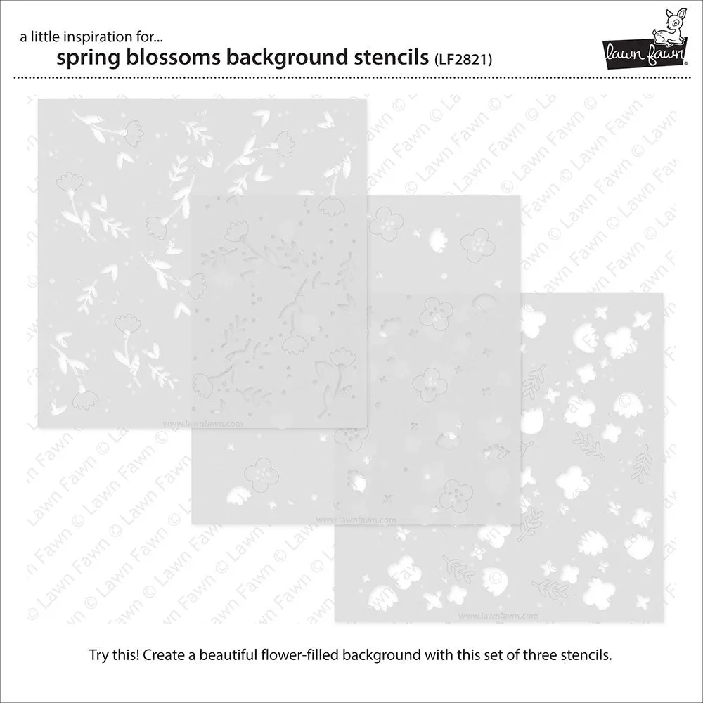 Lawn Clippings Stencils 6"x 6" - Spring Blossoms Background*