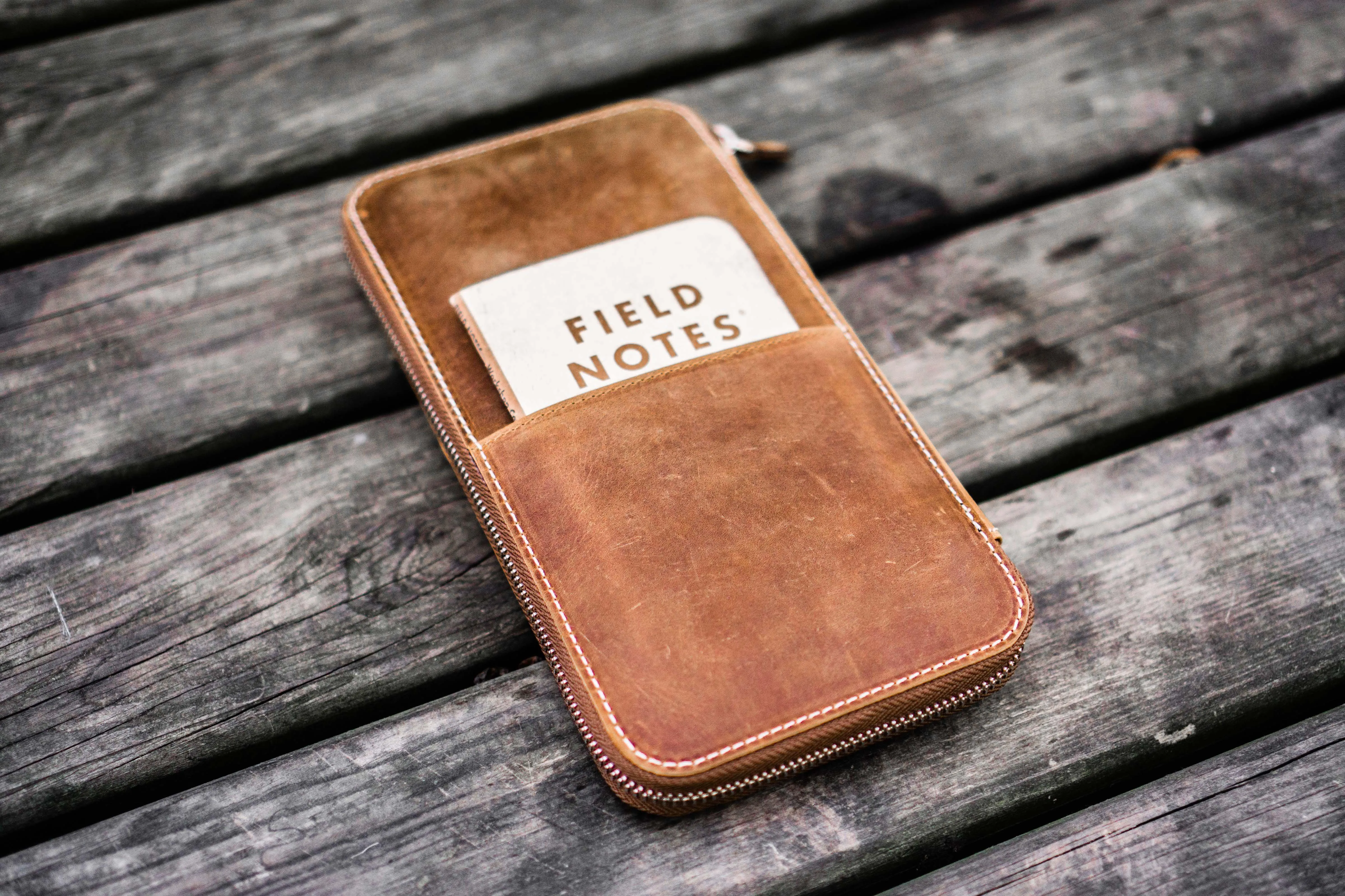 Leather Zippered Hobonichi Weeks Cover - Crazy Horse Brown