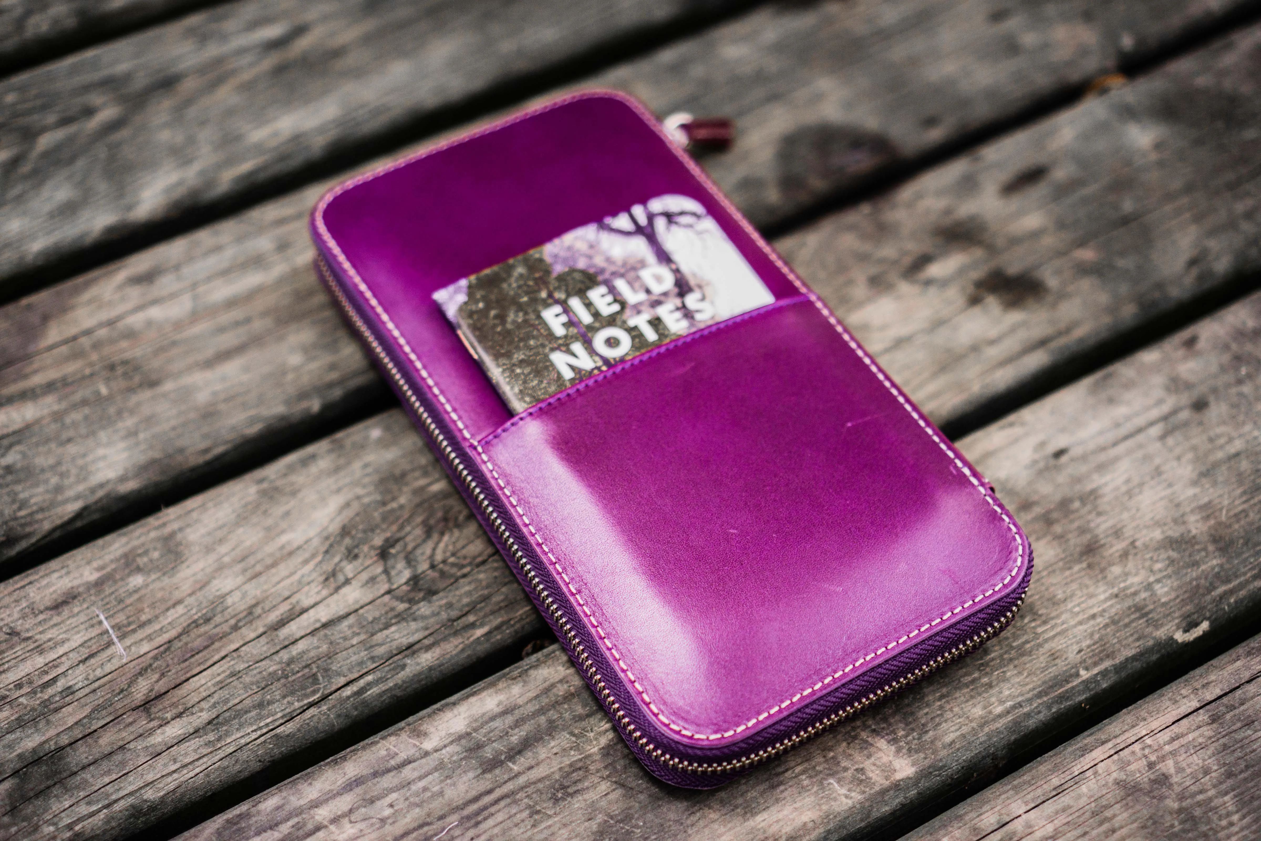 Leather Zippered Hobonichi Weeks Cover - Purple