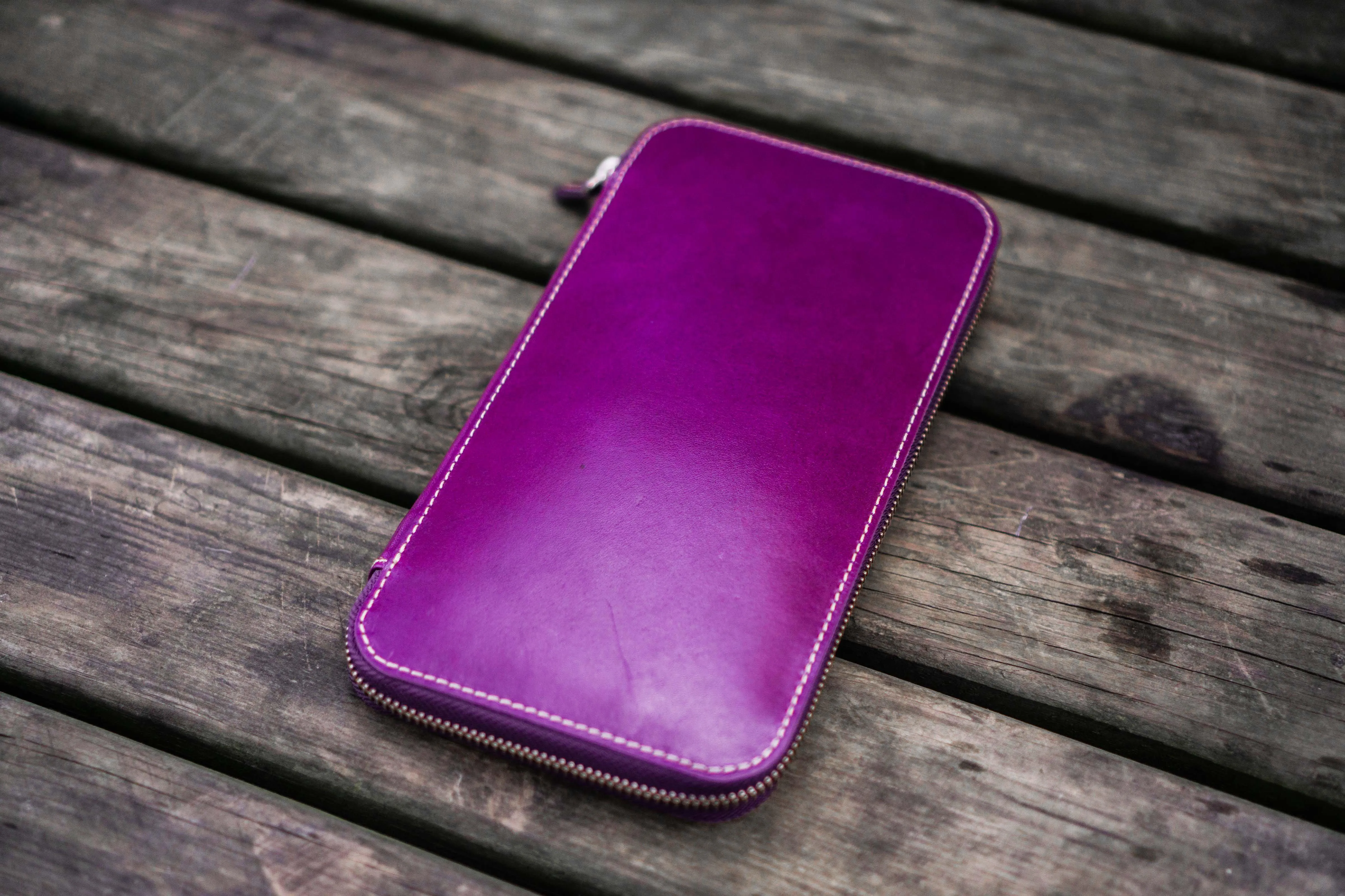 Leather Zippered Hobonichi Weeks Cover - Purple