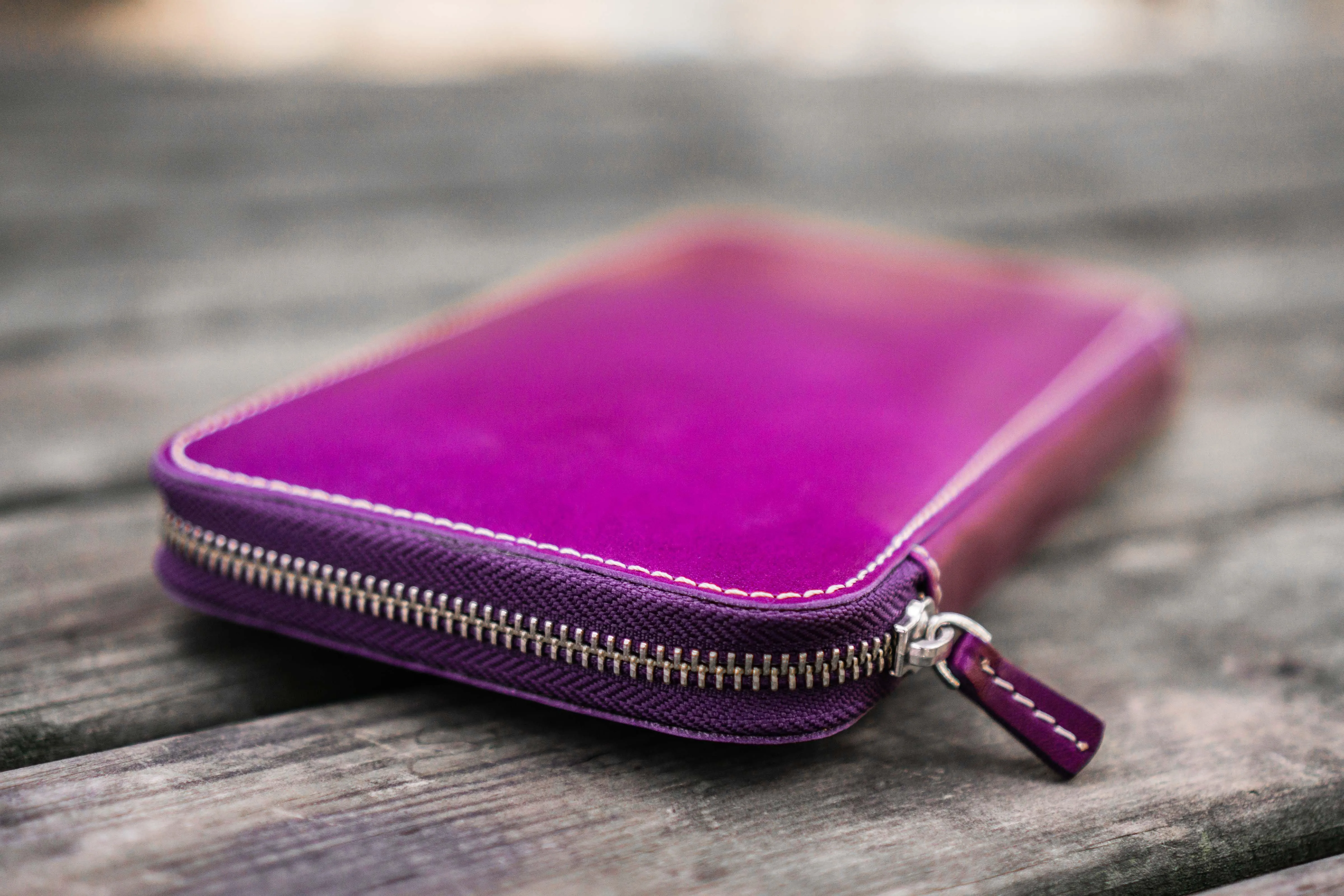 Leather Zippered Hobonichi Weeks Cover - Purple