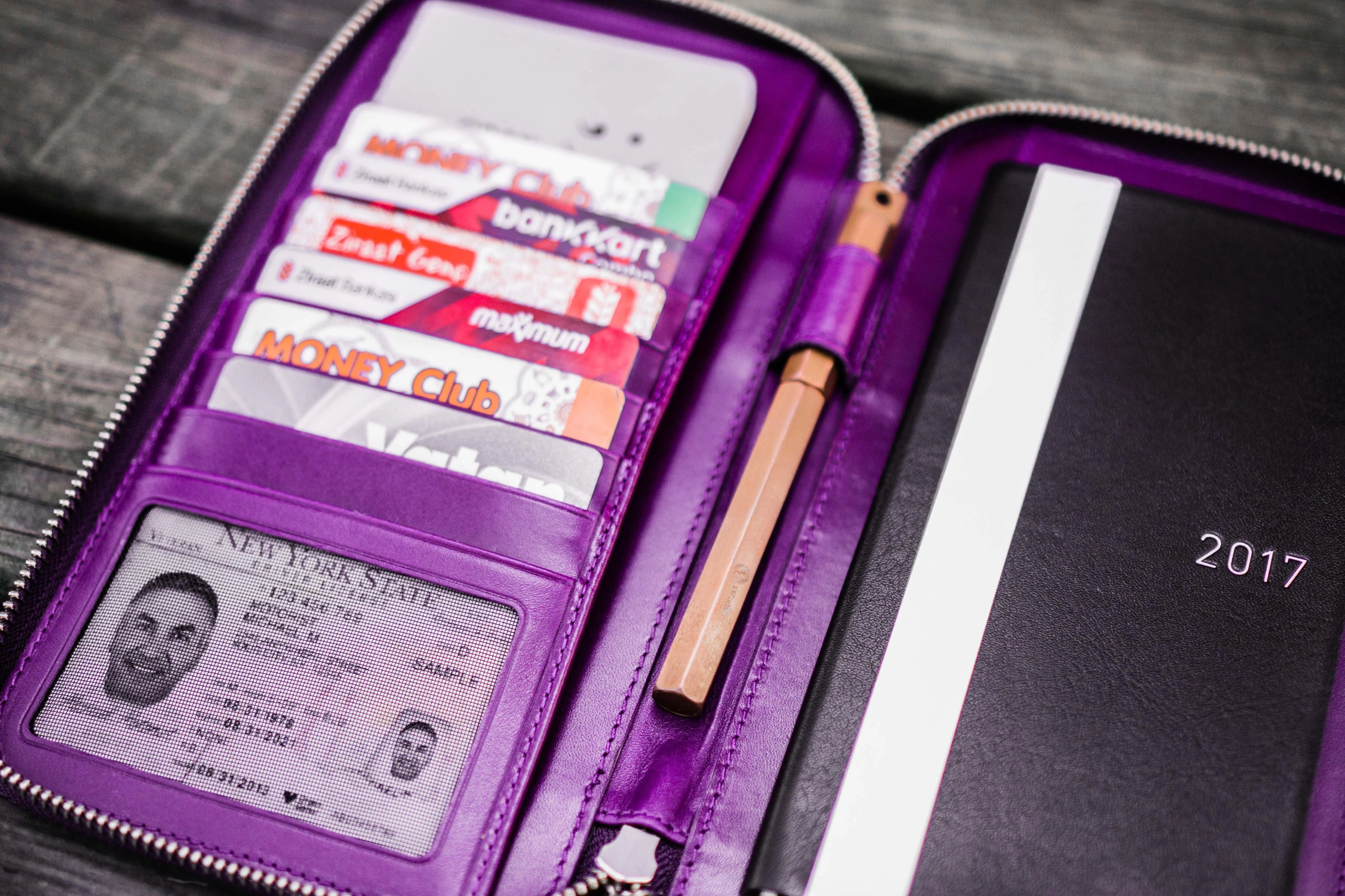 Leather Zippered Hobonichi Weeks Cover - Purple