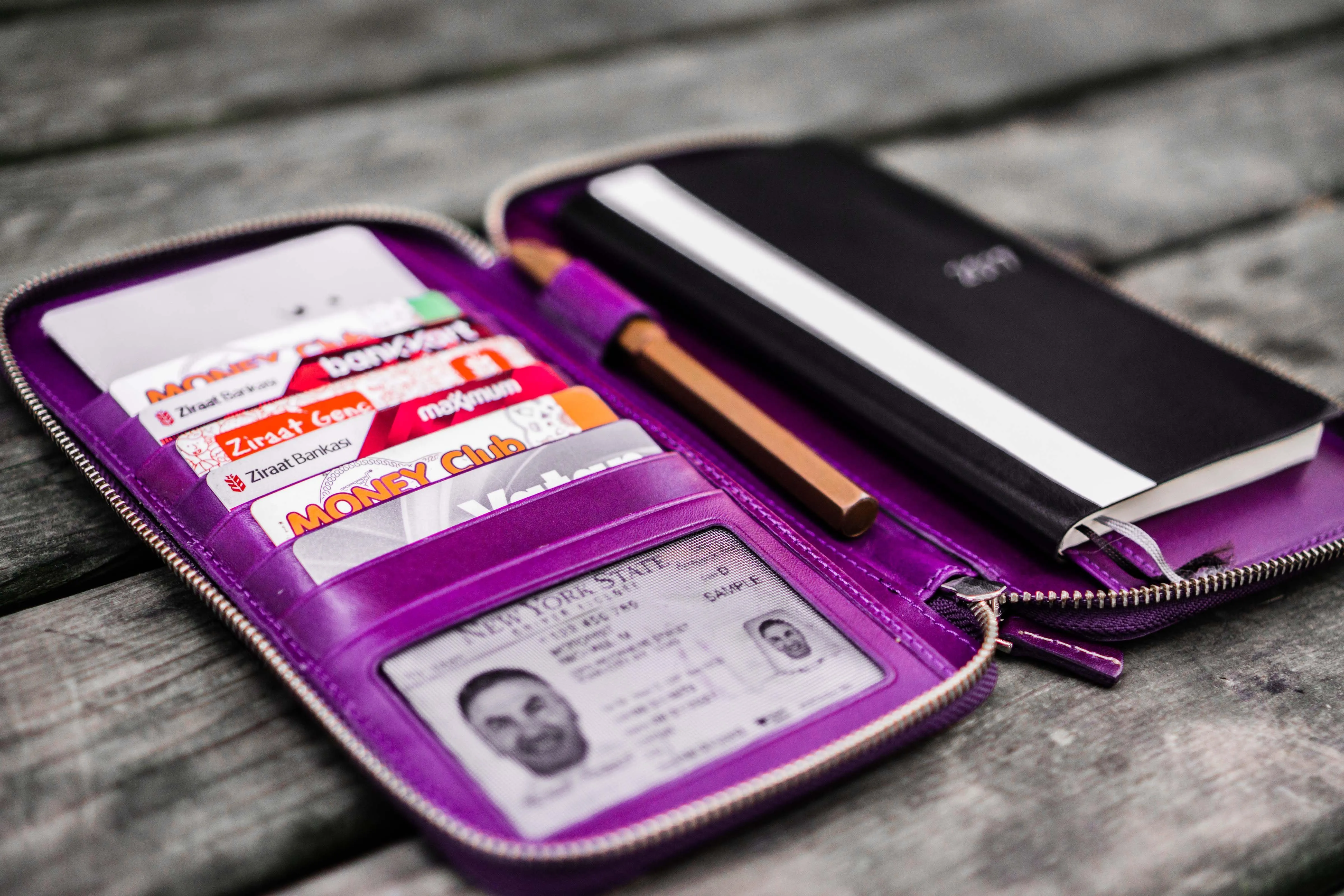 Leather Zippered Hobonichi Weeks Cover - Purple