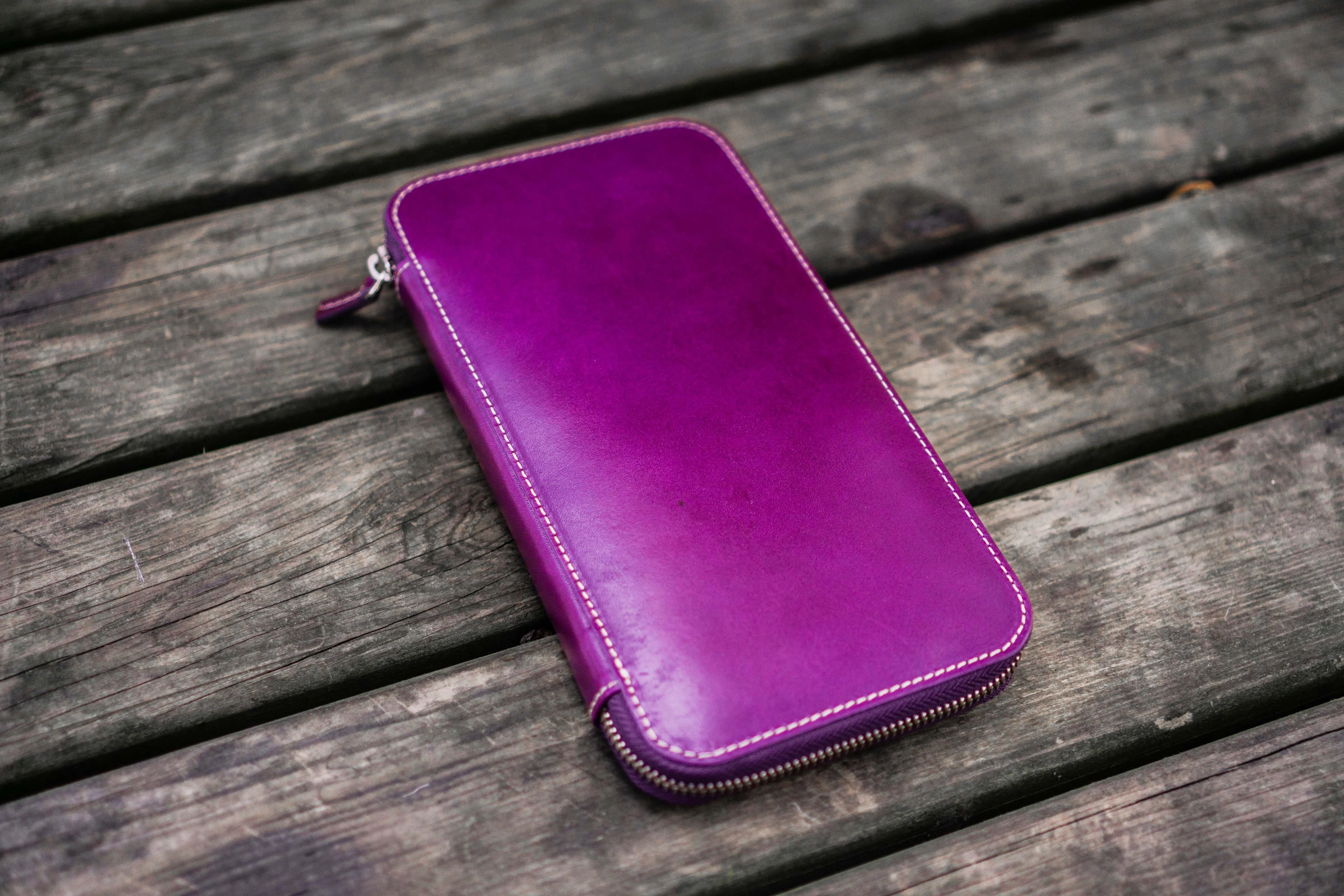 Leather Zippered Hobonichi Weeks Cover - Purple