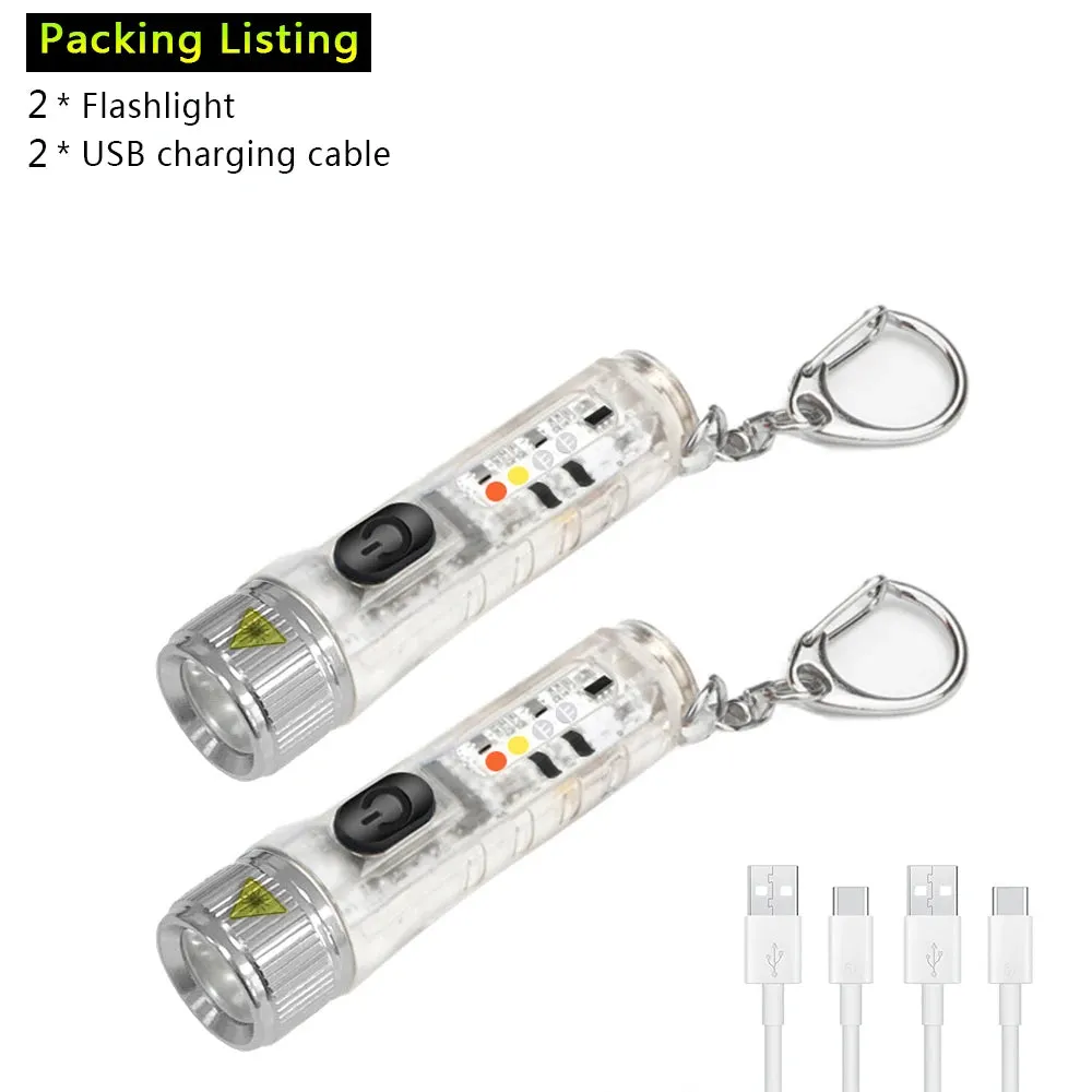 Mini Flashlight TYPE-C Fast Charge Portable Torch IP66 Waterproof  Belt Clip Multi-mode Warning Camping Magnetic Flashlight