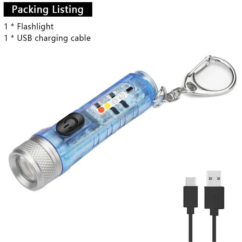 Mini Flashlight TYPE-C Fast Charge Portable Torch IP66 Waterproof  Belt Clip Multi-mode Warning Camping Magnetic Flashlight