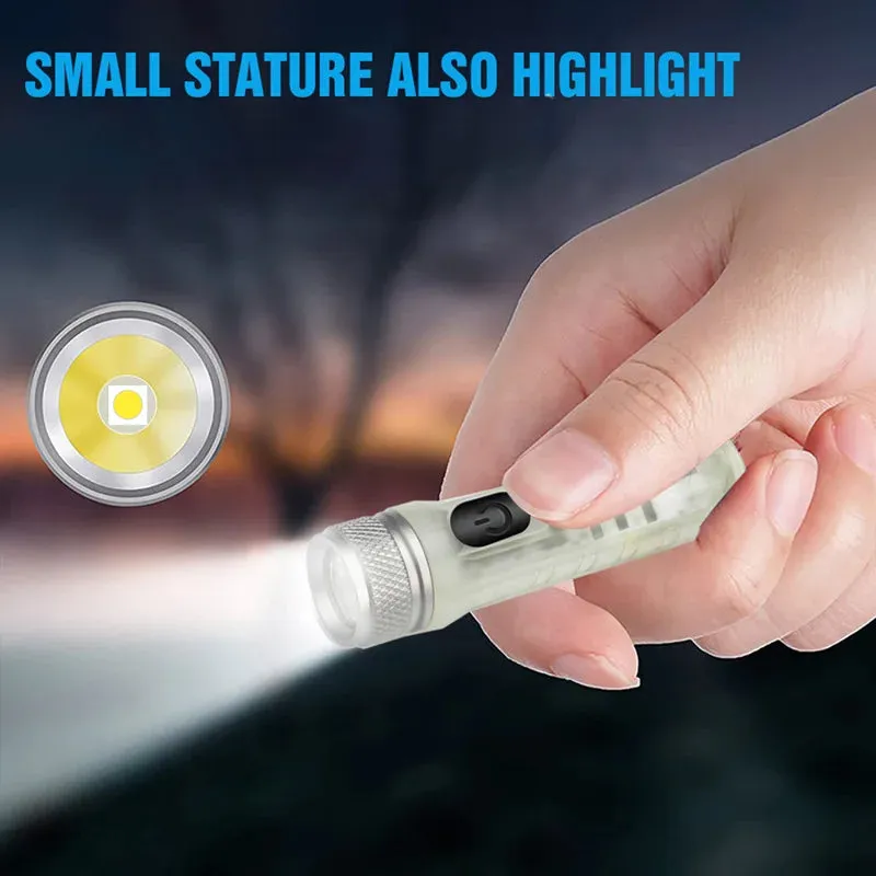 Mini Flashlight TYPE-C Fast Charge Portable Torch IP66 Waterproof  Belt Clip Multi-mode Warning Camping Magnetic Flashlight