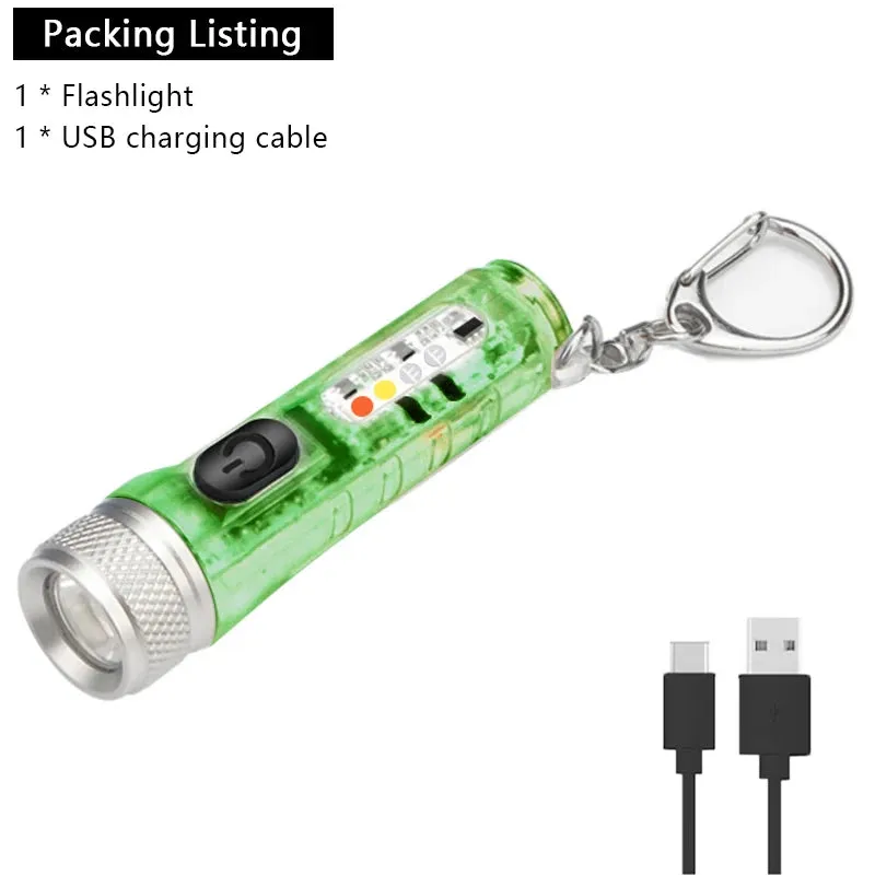 Mini Flashlight TYPE-C Fast Charge Portable Torch IP66 Waterproof  Belt Clip Multi-mode Warning Camping Magnetic Flashlight