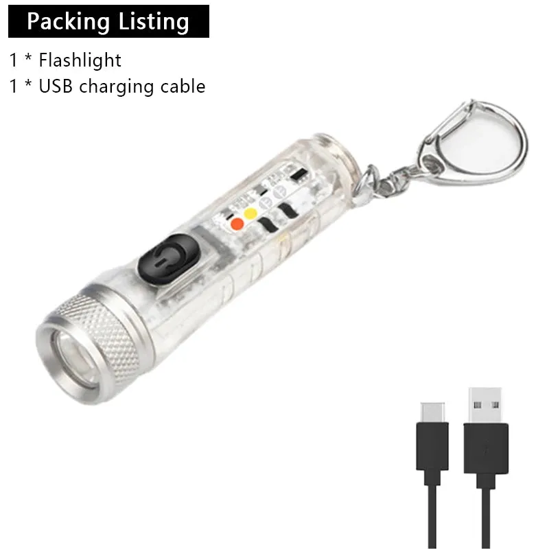 Mini Flashlight TYPE-C Fast Charge Portable Torch IP66 Waterproof  Belt Clip Multi-mode Warning Camping Magnetic Flashlight