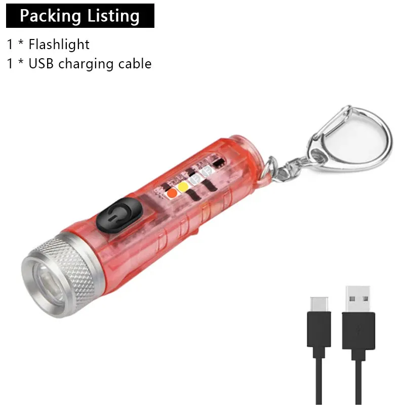 Mini Flashlight TYPE-C Fast Charge Portable Torch IP66 Waterproof  Belt Clip Multi-mode Warning Camping Magnetic Flashlight