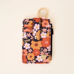 Navy Floral Keychain Wallet