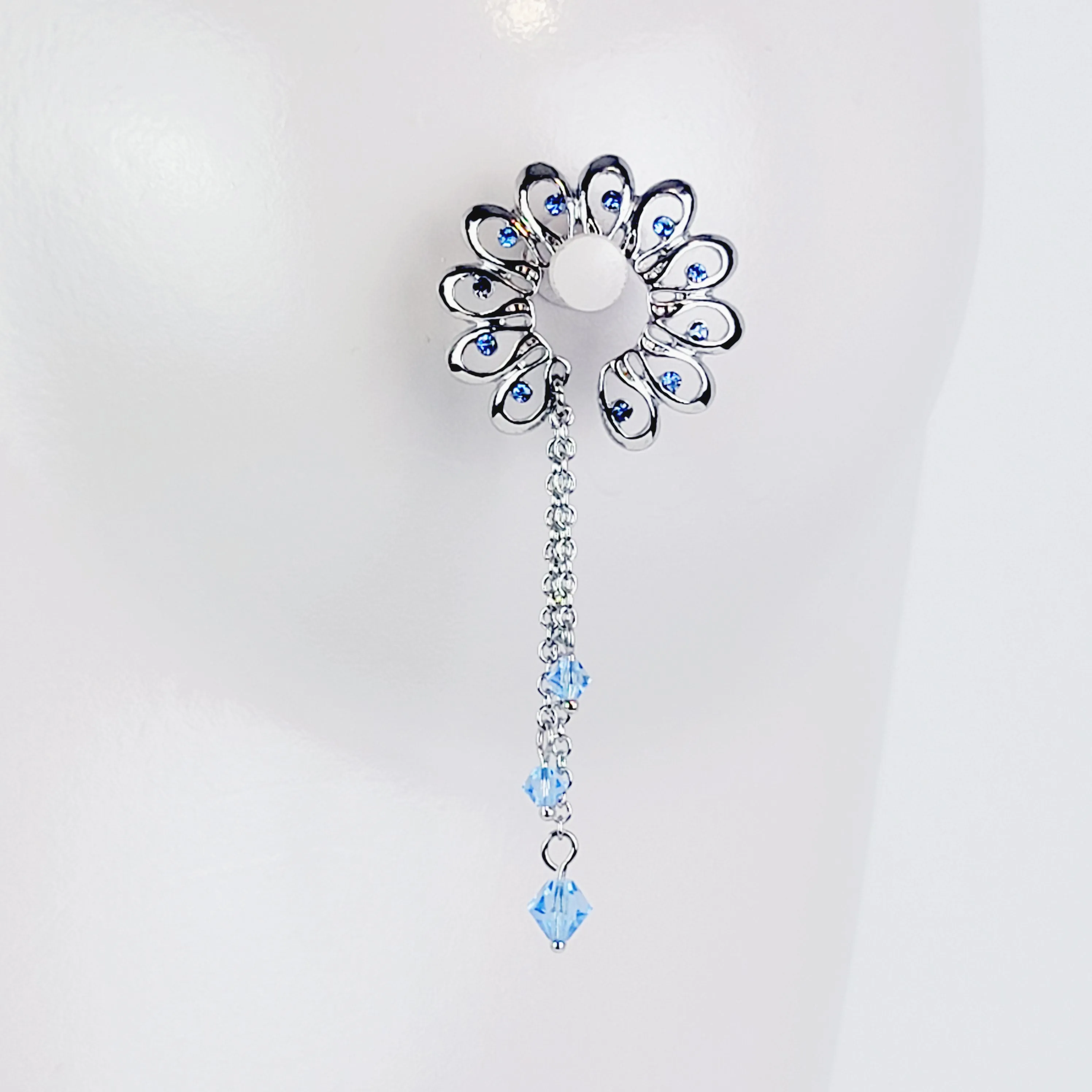 Nipple Shields with Blue Crystals and chain Dangles, Non Piercing Nipple Rings. MATURE, BDSM, Erotic Body Jewelry for Women