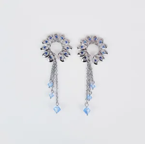 Nipple Shields with Blue Crystals and chain Dangles, Non Piercing Nipple Rings. MATURE, BDSM, Erotic Body Jewelry for Women