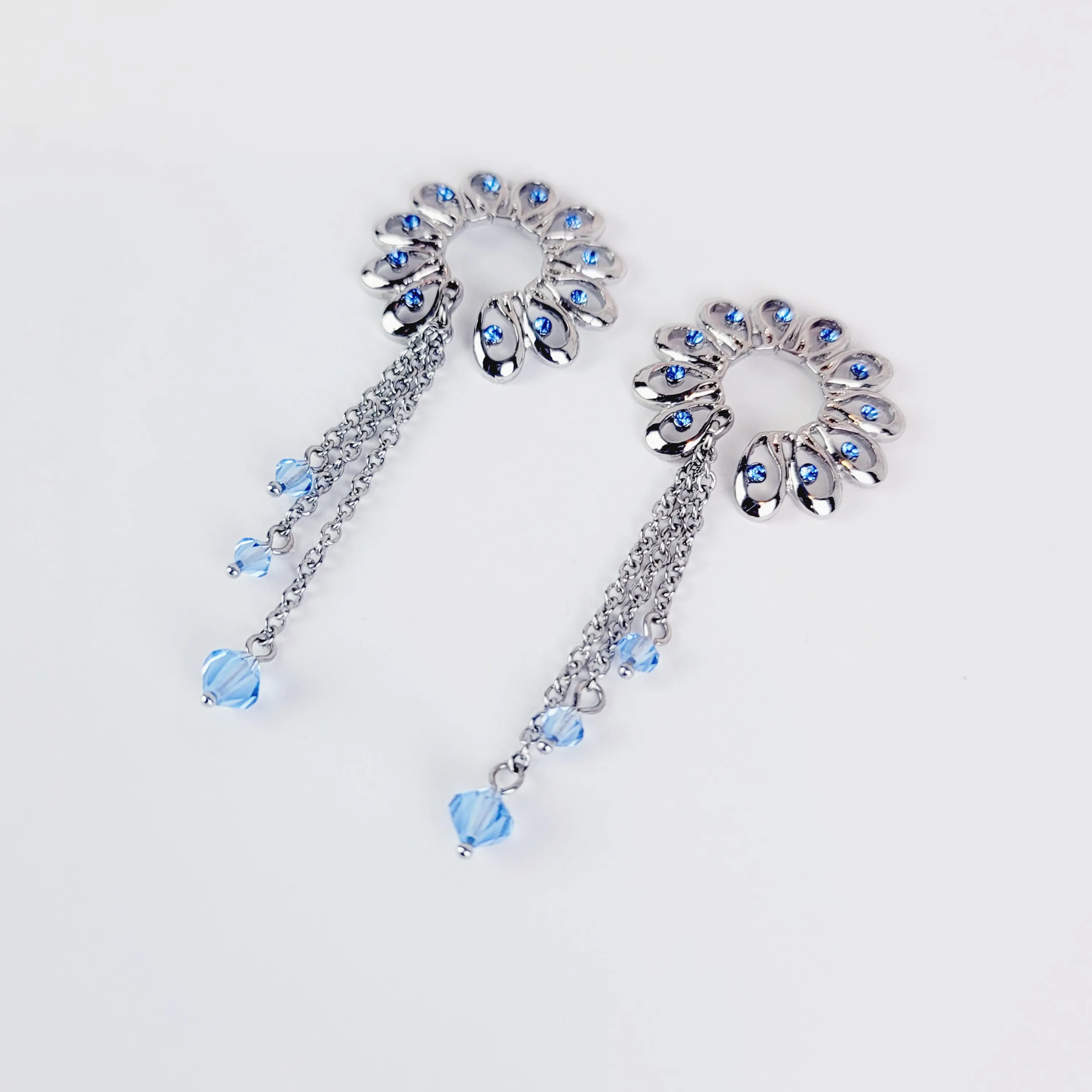 Nipple Shields with Blue Crystals and chain Dangles, Non Piercing Nipple Rings. MATURE, BDSM, Erotic Body Jewelry for Women
