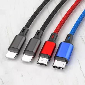 PBG 4-in-1 Charging Cable - 3A Nylon Braided, Multi-Device Compatibility