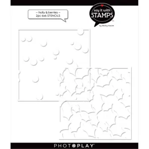 PhotoPlay Say It With Stamps Stencil 6in x 6in - 2/Layer Holly Berries*