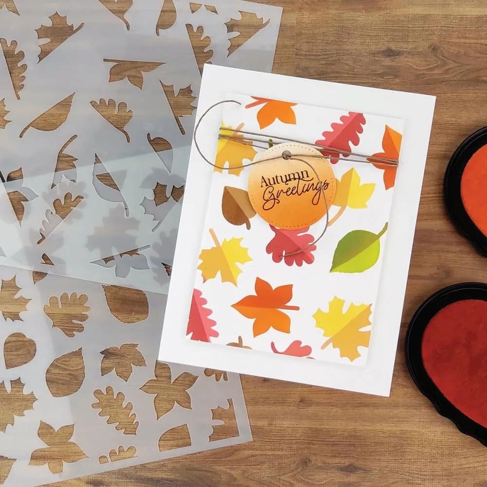 PhotoPlay Say It With Stamps Stencil 6in x 6in - 2/Layer Leaves*