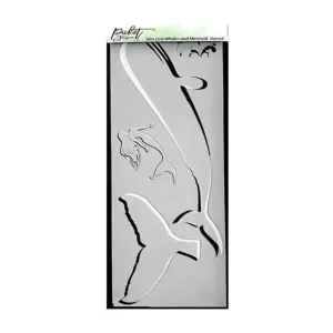 Picket Fence Studios Stencil 4"X10" Slimline Whales & Mermaid*
