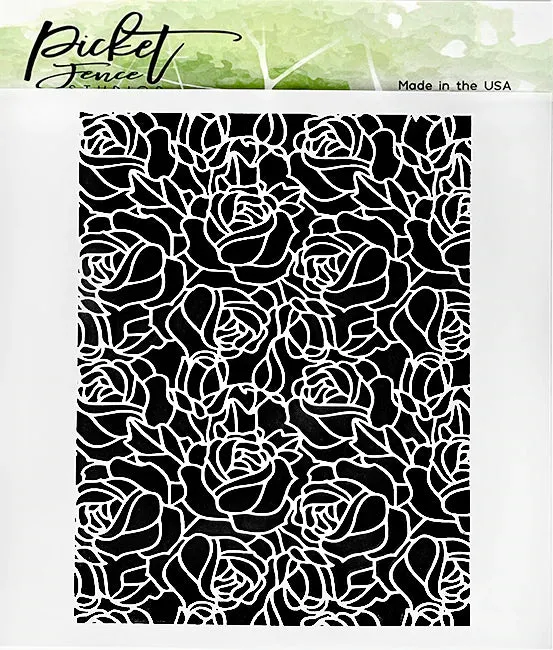 Picket Fence Studios Stencil 6"X6" - Rose Lines*