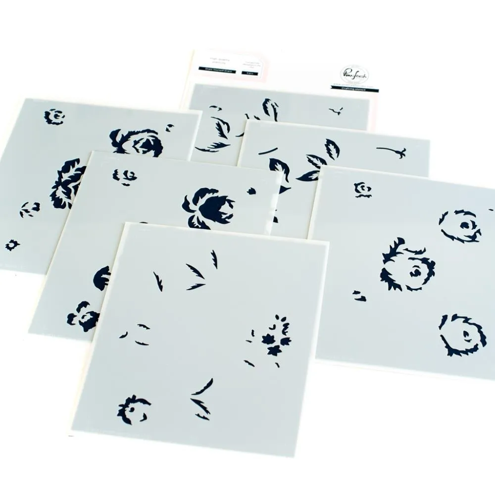 Pinkfresh Studio Stencils 4.25"x 5.25" 6 pack - Grant Yourself Grace Layering Stencils*